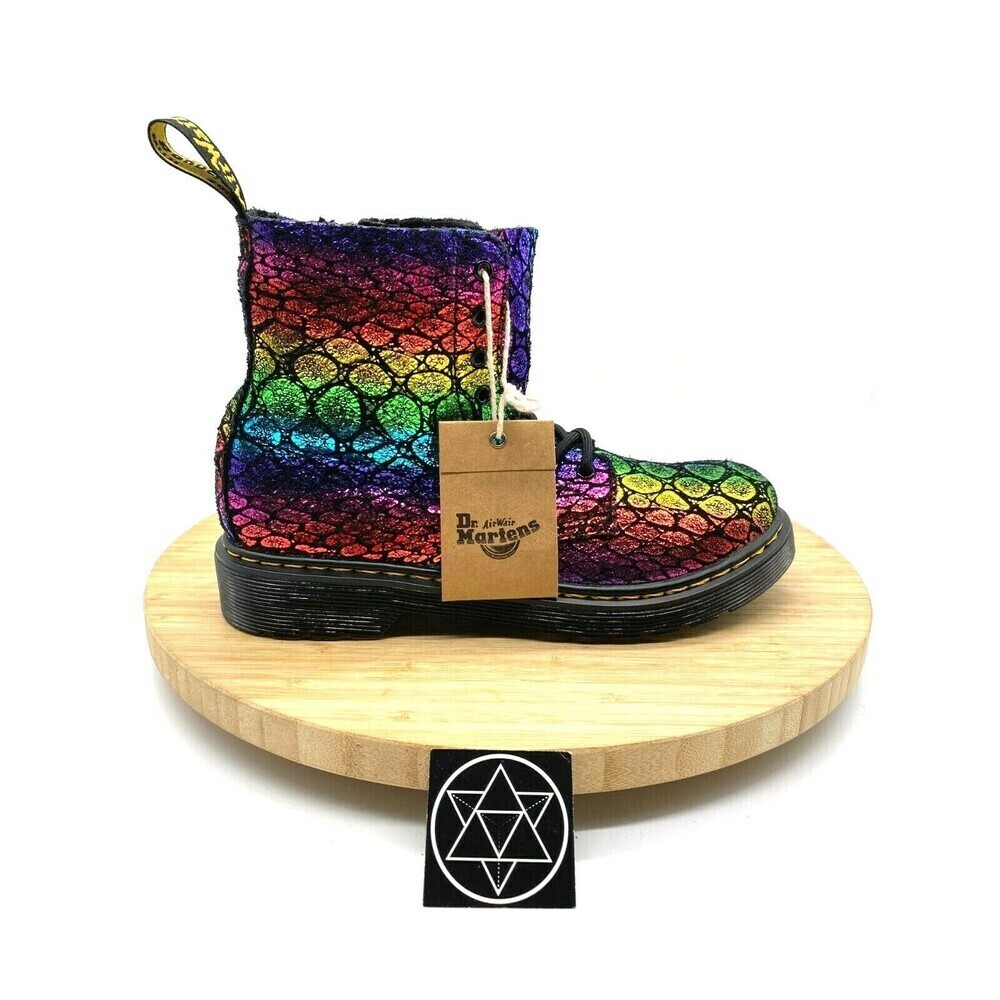 Dr Martens 1460 Pascal J Leather Combat Boots Kids Girls Boys Rainbow Womens 5 - Picture 11 of 11